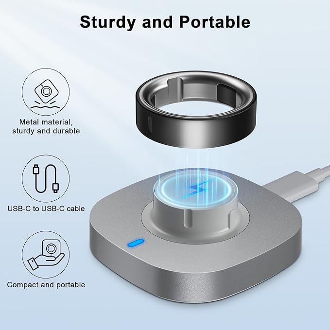 Compatible with Oura Ring Gen 4 Charger Size 14, Fast Charging Dock with USB-C Cable