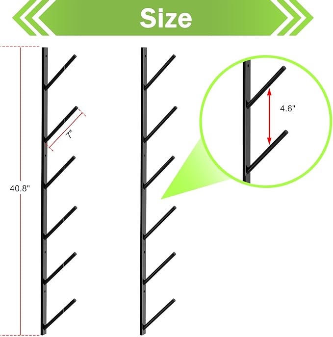 Skateboard Wall Mount, 6-Tier Skate Board Rack Wall Mount, Snowboard Storage Longboard Deck Organizer, Skateboard Wall Display Hanger Holder