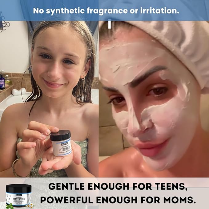 Dead Sea Mud Mask 2 Pack Hydrating Clay Masks with Bentonite and Kaolin Clay Whipped Texture Non Drying Pore Minimizer for Face 8 oz each (1 Mint + 1 Detox Mud)