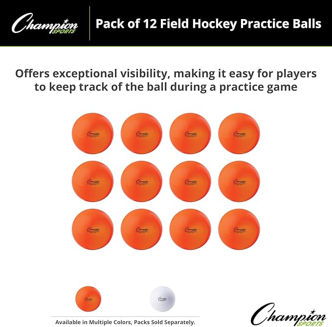 Champion Sports Field Hockey Practice Balls - 12 Pack in Multiple Colors