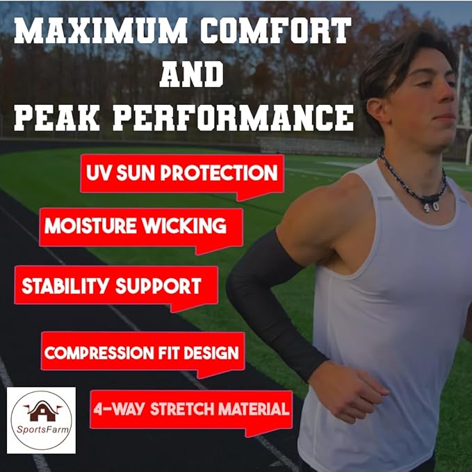 Youth & Adult Sizes Moisture Wicking Compression Arm Sleeve (1 Sleeve) (Over 100 Colors Available in Our Store)