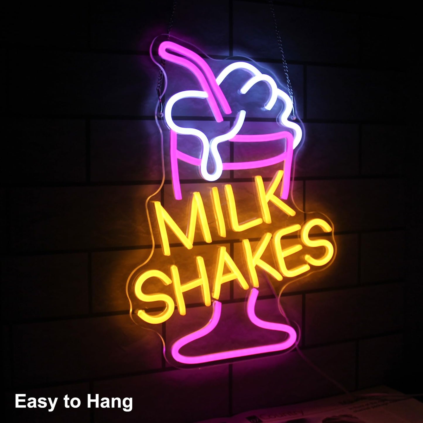 Milk Shakes Neon Signs Ice Cream Neon Light Milk Tea LED Sign Frozen Yogurt Neon Signs for Wall Food Drink Restaurant Lights Neon Wall Decor Light Up Sign for Dessert Shop Bar Decor