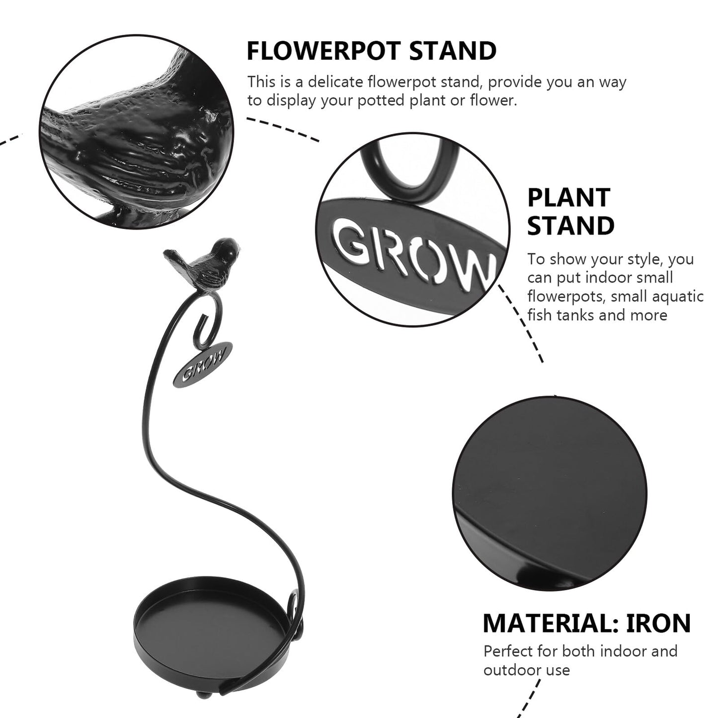 VALICLUD Decorative Iron Flower Pot Stand with Bird Design Nordic Style Plant Pot Shelf for Indoor Outdoor Use Metal Plant Stand Balcony Garden Rack