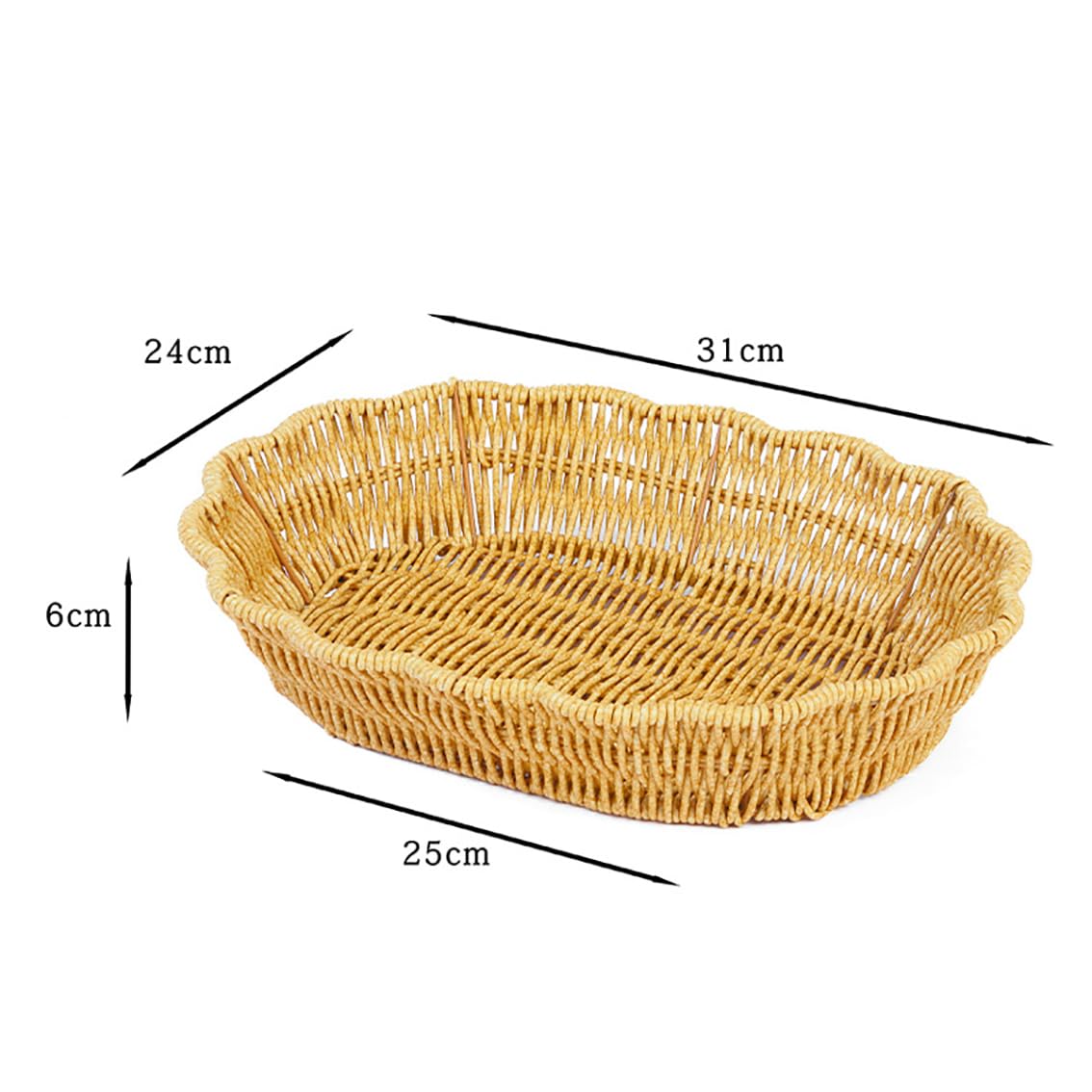 2Pack Fruit Baskets Wicker Bread Basket, Woven Tabletop Food Fruit Vegetables Serving, Restaurant Serving Basket,Shape (Elliptical lace shape)
