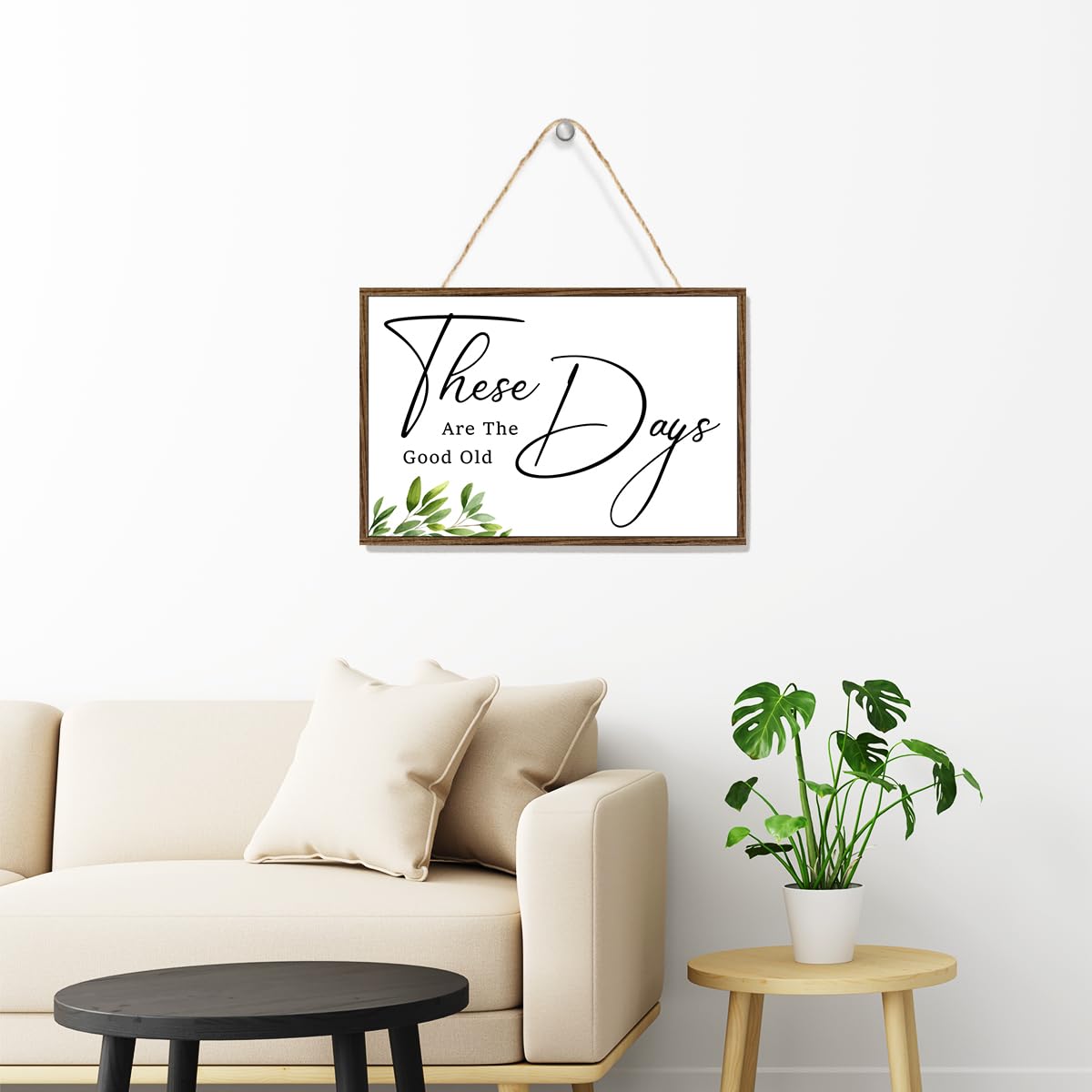 These Are The Good Old Days Sign Wood Plaque Wall Decor,Positive Quote Wooden Hanging Sign Wall Pediments for Home Office Front Door Wall Decor