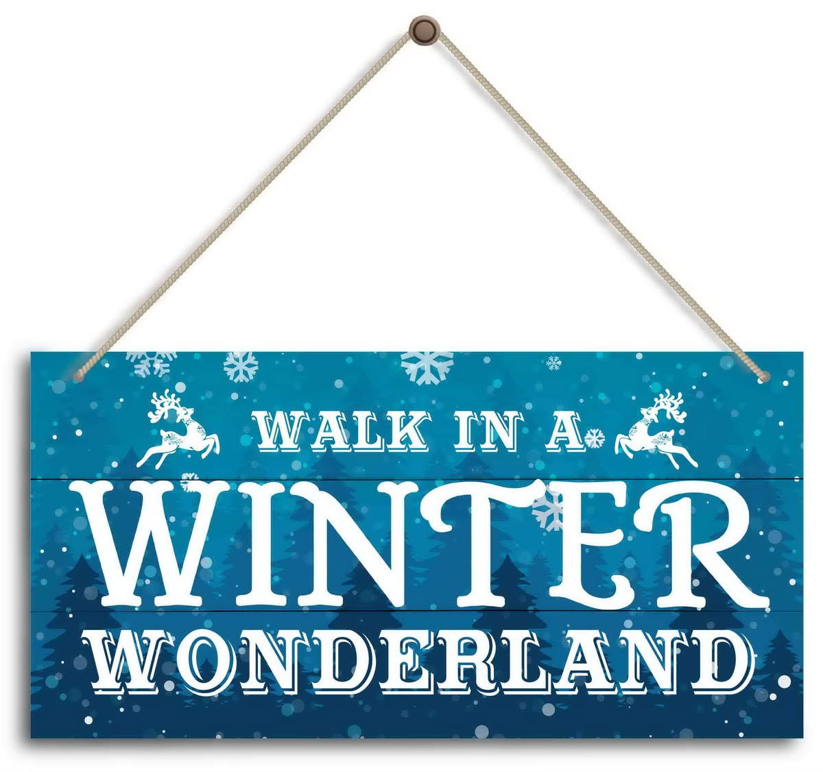 Christmas Door Sign Decor, Walk in a Winter Wonderland, Winter Seasonal Christmas Wall Art Hanging Wooden Sign Merry Xmas Holiday Decorations for Home Outside Indoor