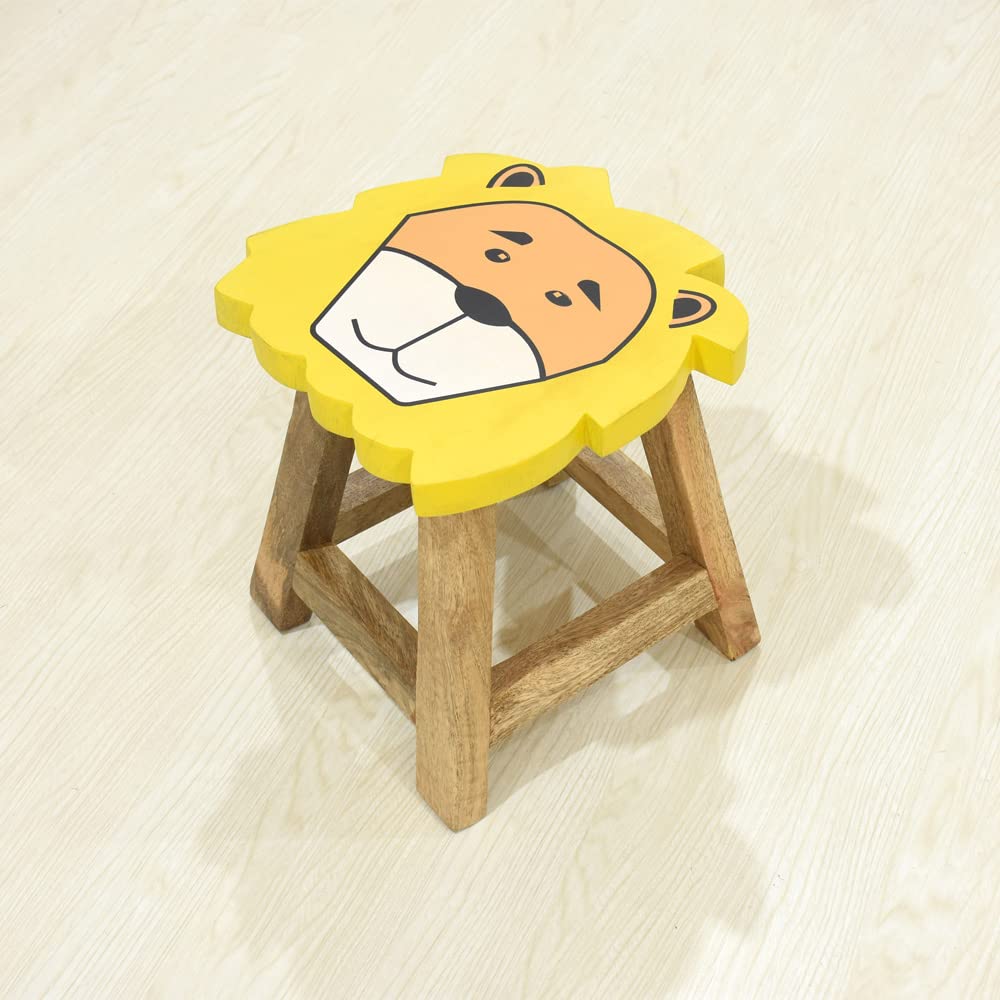 BBH Home's Handmade Yellow Novelty Shaped Mango Wood Stool 14x14x12 Inch AMBBRSST0002