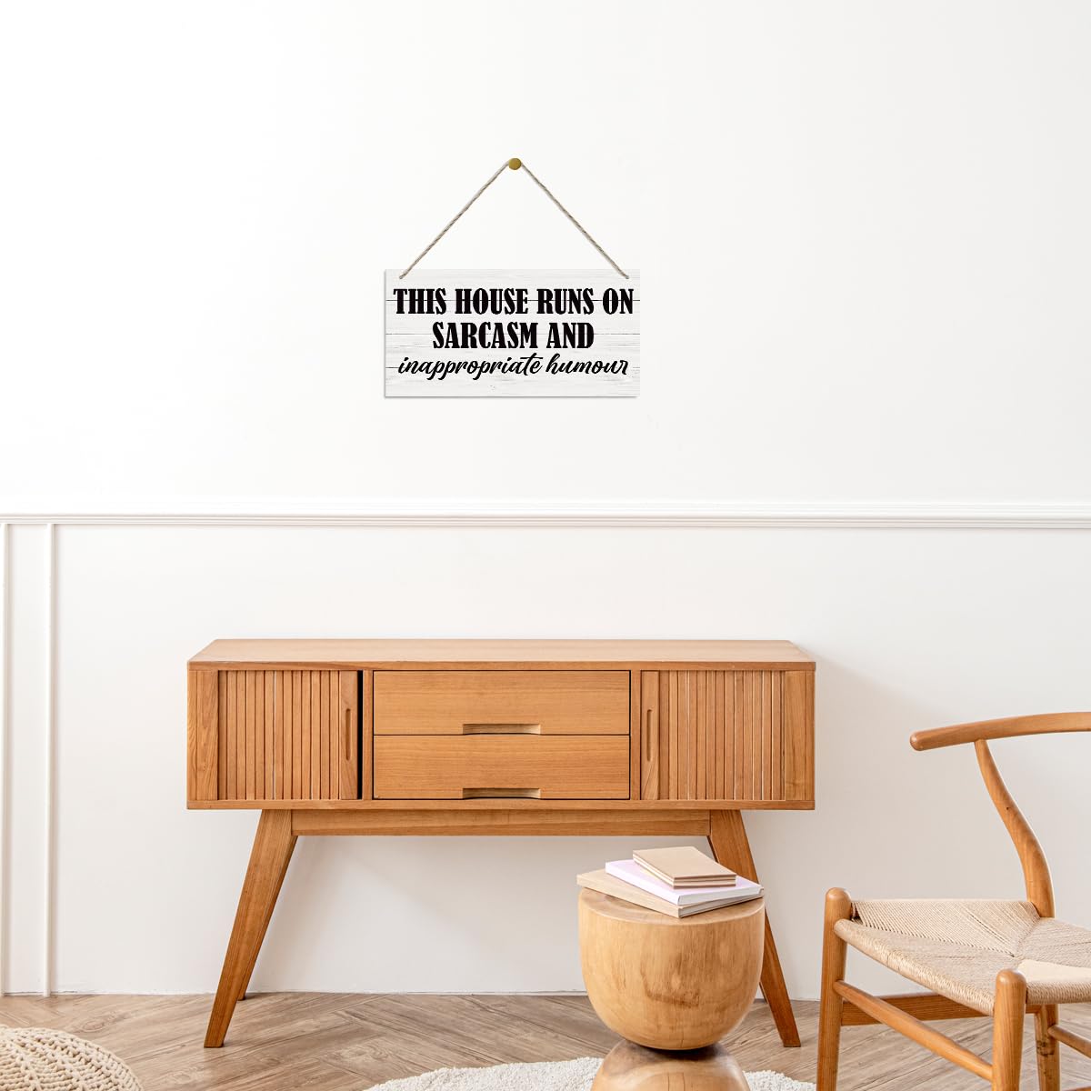 This House Runs On Sarcasm and Inappropriate Humor Sign, Funny Wood Sign, Hanging Printed Wooden Plaque Decor, Rustic Wall Decoration, Modern Home Decor, Funny Housewarming Gift