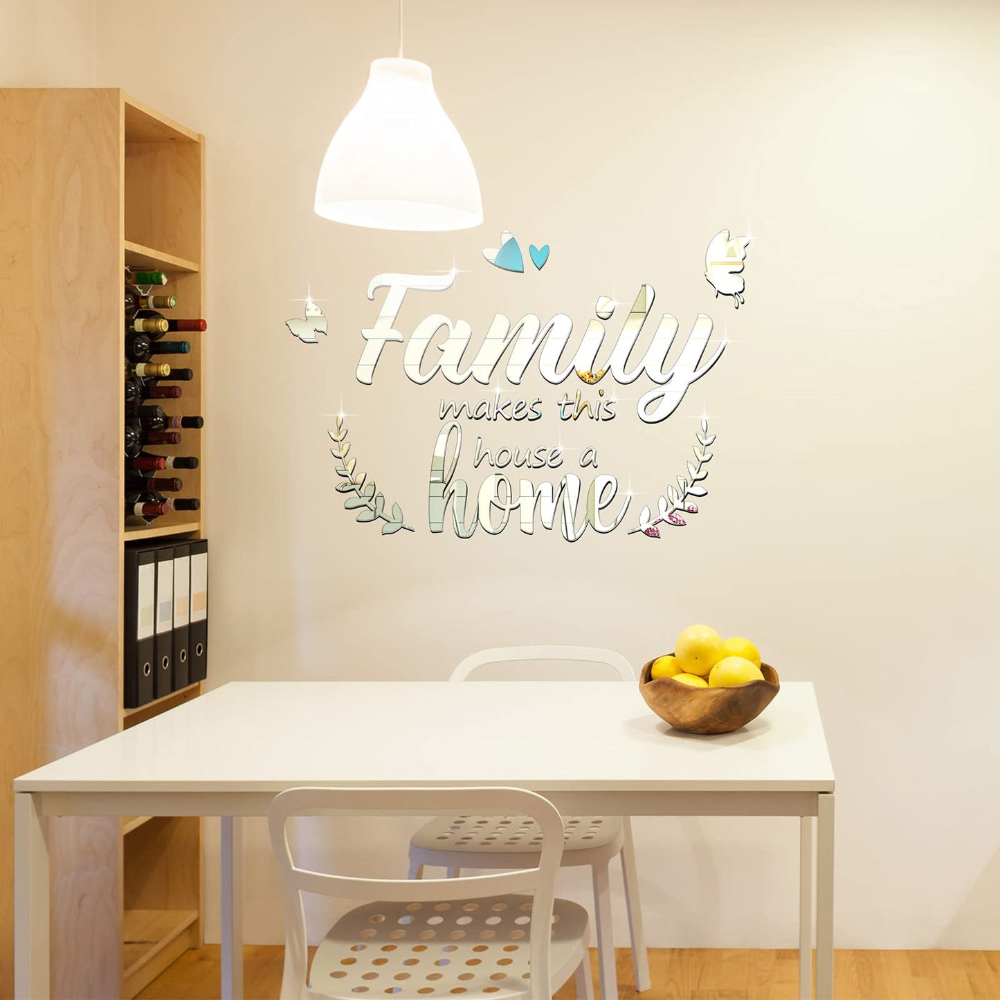 Zonon 3D Acrylic Mirror Wall Decor, Family Mirror Wall Letter Stickers, DIY Removable Family Makes This House a Home Art Decals, Inspirational Quote Decal, for Home Living Room Bedroom(Silver)
