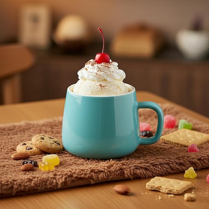 Teocera Coffee Mugs Set of 6-12oz Chip-Resistant Ceramic Cups with Ergonomic Handle | Dishwasher & Microwave Safe Turquoise Mugs | Keeps Beverage Hot, Perfect for Family Kitchen & Holiday Gifts