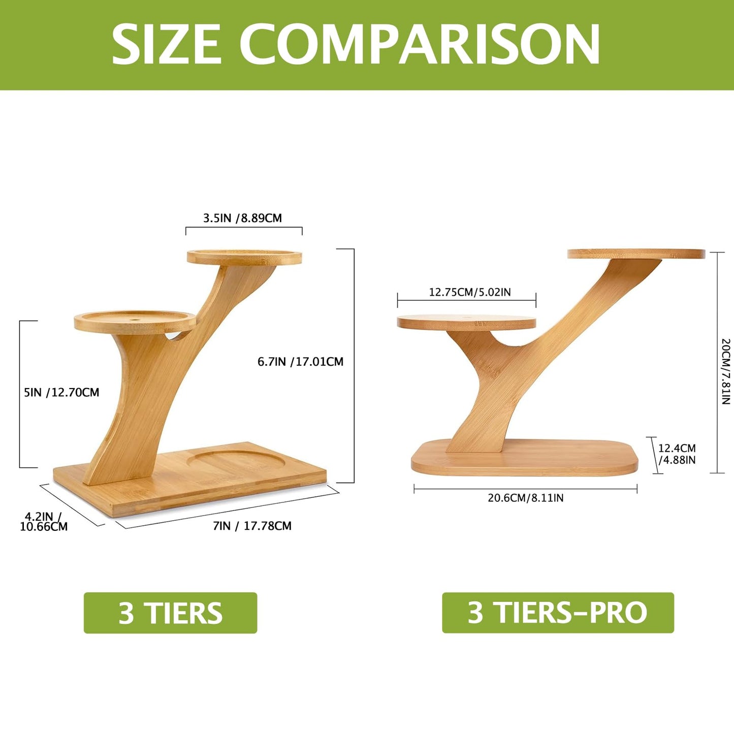 XXXFLOWER Bamboo Plant Stand ,3 Tiers Indoor Succulent Windowsill Shelf - Small Tabletop Plant Holder for Home, Office, Living Room, Bedroom Decoration 1pc