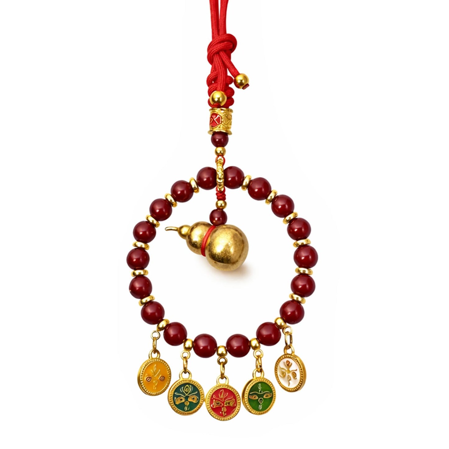 Thangka-Inspired Five Wealth Deities Eye Decorative Hanging Ornament (Wu Lou)