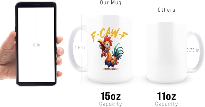 Hogg F Caw F Coffee Mug, 15 oz Ceramic Hidden Message Coffee Cup, Fcawf, Fcawf Mug, Rooster Cup, F-Caw-F, F-Caw-F Gifts, Gag Gifts Funny Adult, White Elephant Ideas