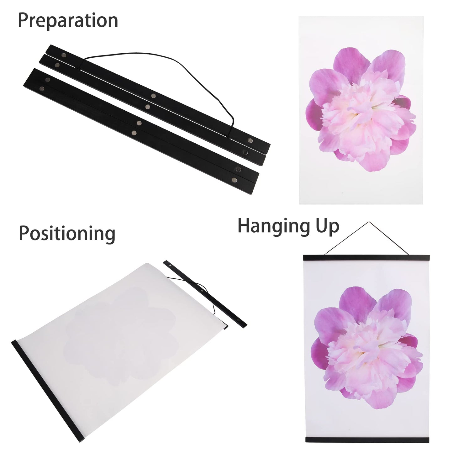 Aynoo Magnetic Poster Hanger Frame, 16x24 16x22 16x20 Picture Frame Hanger, 16 Inch Magnet Poster Frame,Black