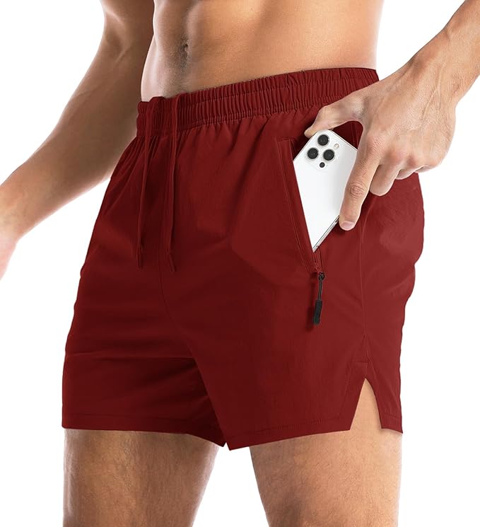 Aolesy Men's Gym Shorts Linerless & Liner - 5" Quick Dry Workout Running Shorts with Zip Pockets Sports Athletic Shorts