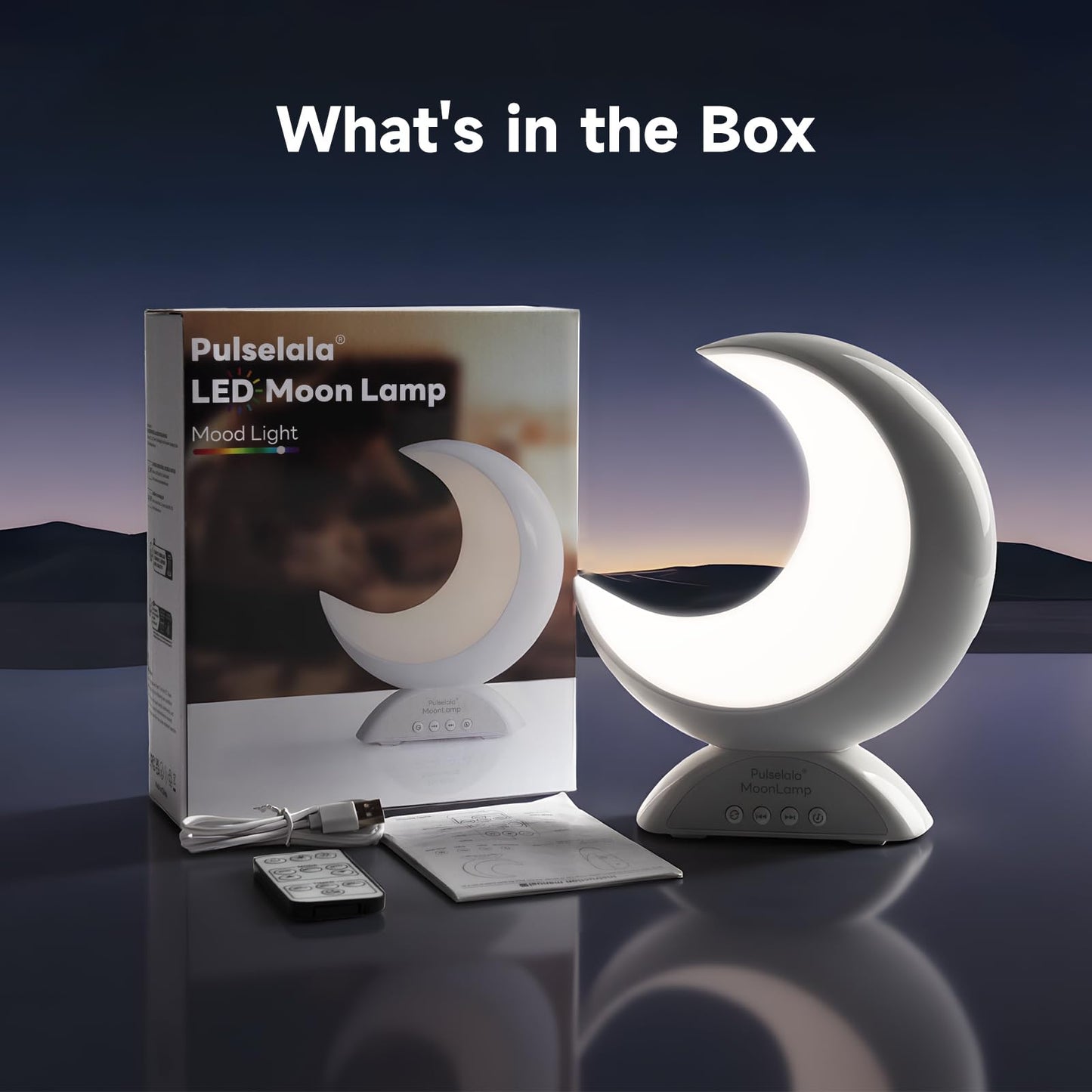 Pulselala Touch Moon Table Lamp with RGB Adjustable Light, Scene Mode and Music Mode, Warm White LED Moon Light, Suitable for Home Decoration, Bedroom Living Room Desk.