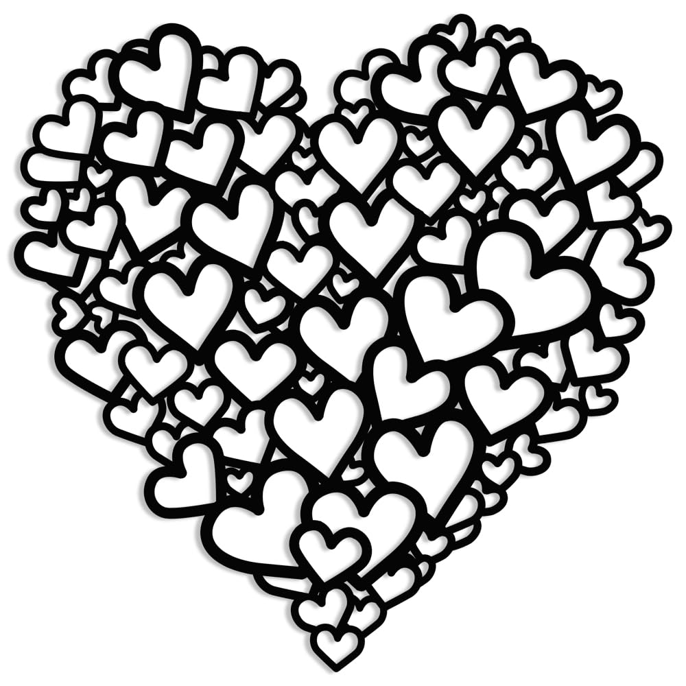 XORT Heart Wall Decor, Metal Love Heart Wall Art, Heart Metal Art, Love Sign for Valentine's Day Bedroom Living Room Decoration, Black, Iron