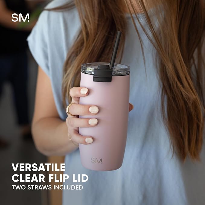 Simple Modern Voyager Tumbler with Flip Lid | Travel Coffee Mug | Insulated Stainless Steel Cold Brew Iced or Hot Coffee Cup | Gifts for Women Men Her Him | 12oz, Violet Dreams