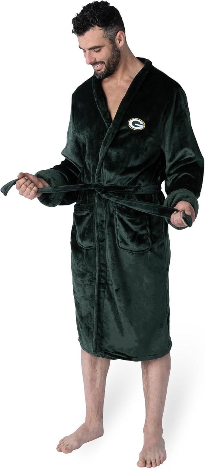 NFL Adult Unisex Silk Touch Bathrobe, Officially Licensed Loungewear, Soft Plush Polyester