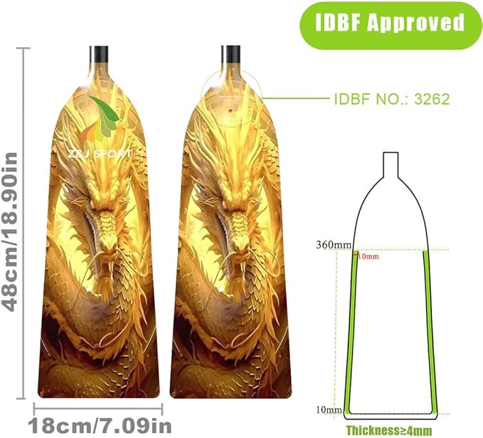 Z&J SPORT Adjustable Dragon Boat Paddle, IDBF Approved Carbon Fiber Paddle, Dragon Graphic Paddle with Adjuster for Dragon Boat Race with Adjustable T Handle