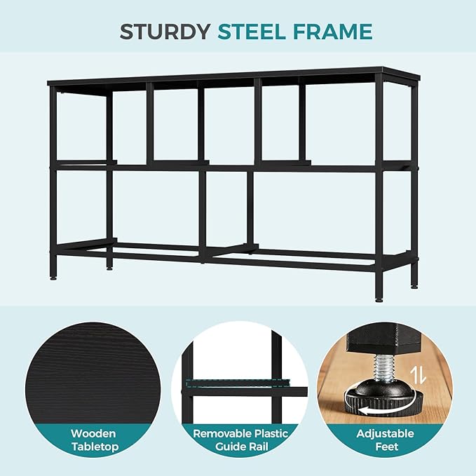 OLIXIS 5 Drawer Dresser for Bedroom, Closet Chest Organizer Furniture, TV Stand for Living Room Hallway, Wide Fabric Storage Tower with Wooden Top and Metal Frame, Black