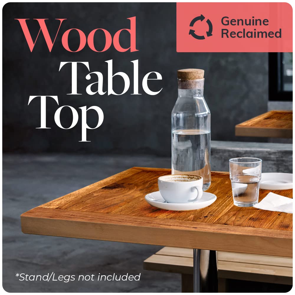 HEIRLOUM Reclaimed Wood Table Top - Rustic Recycled Solid Wooden Piece Perfect for Signs, Counters, Kitchens Table Tops (Reclaimed Wood Tabletop with Breadboard Ends, 30" x 30")