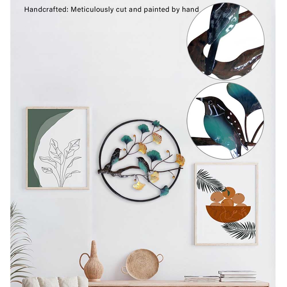 ITrixgan Metal Wall Art Bird on Tree Branch, Handcraft Decorative Bird Wall Decor for Living Room Bedroom Dining Room Office, Small Wall Art Hanging Decoration