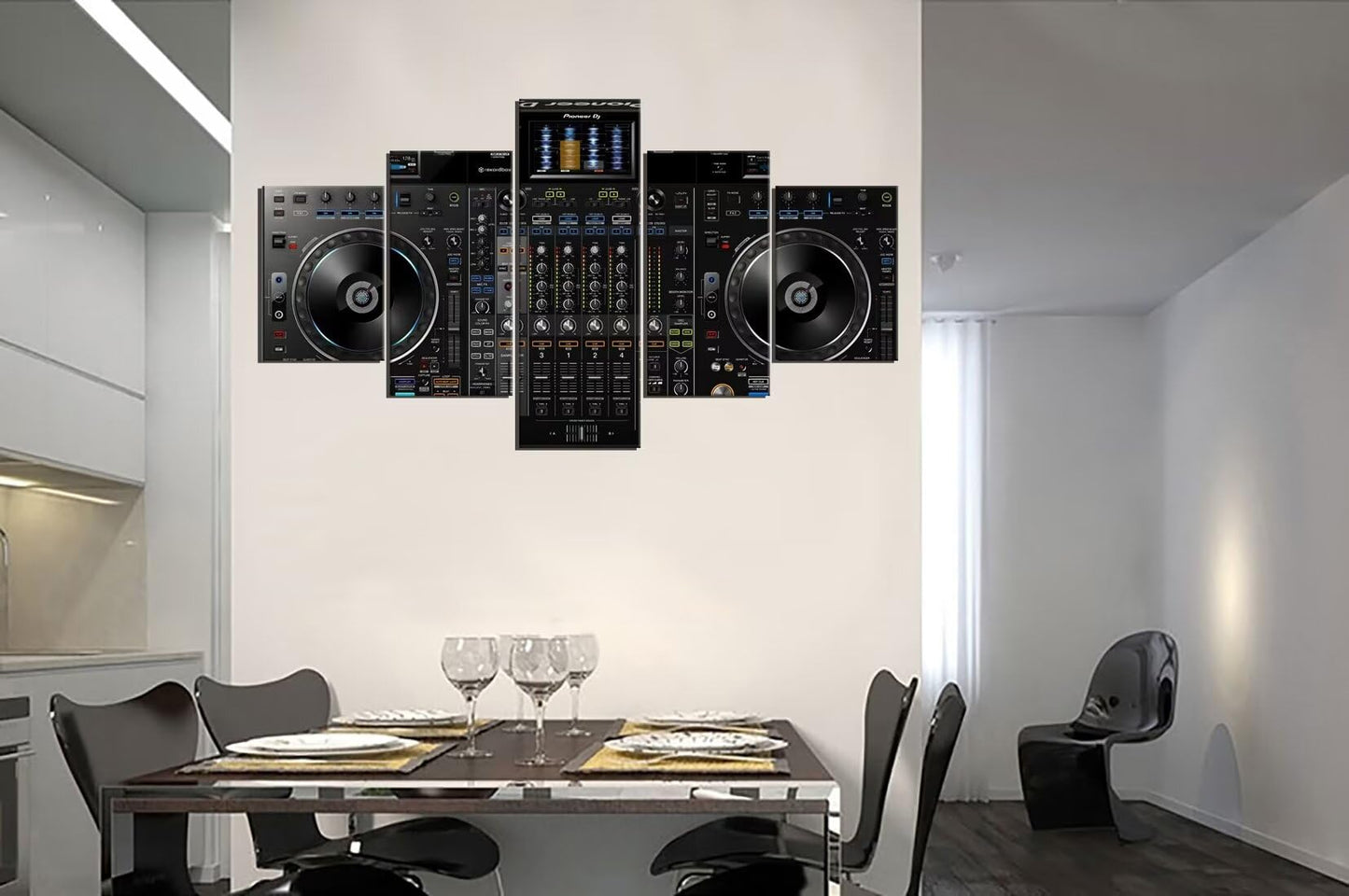 Wall HDQ Music Canvas Wall Art 5 Piece Audio Pictures DJ Wall Decor Musical Equipment Print Painting for Music room Recording Studio Living Room Bedroom Decor Gifts for Musician (50" Wx24 H)