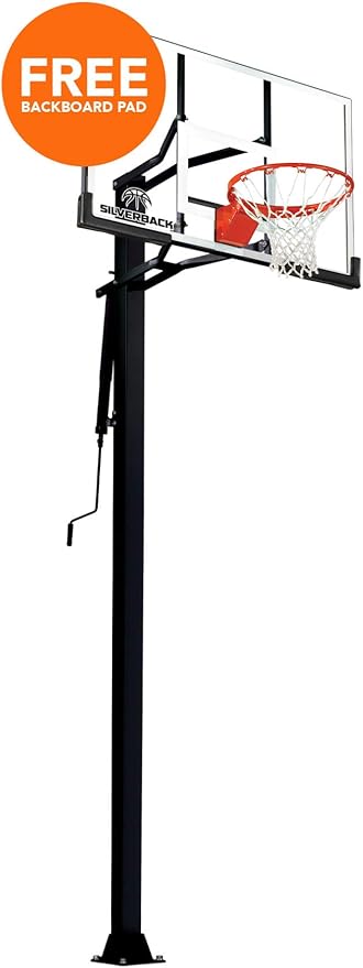 Silverback In-Ground Basketball Hoops, Adjustable Height Tempered Glass Backboard and Pro-Style Flex Rim. - Multiple Styles Available