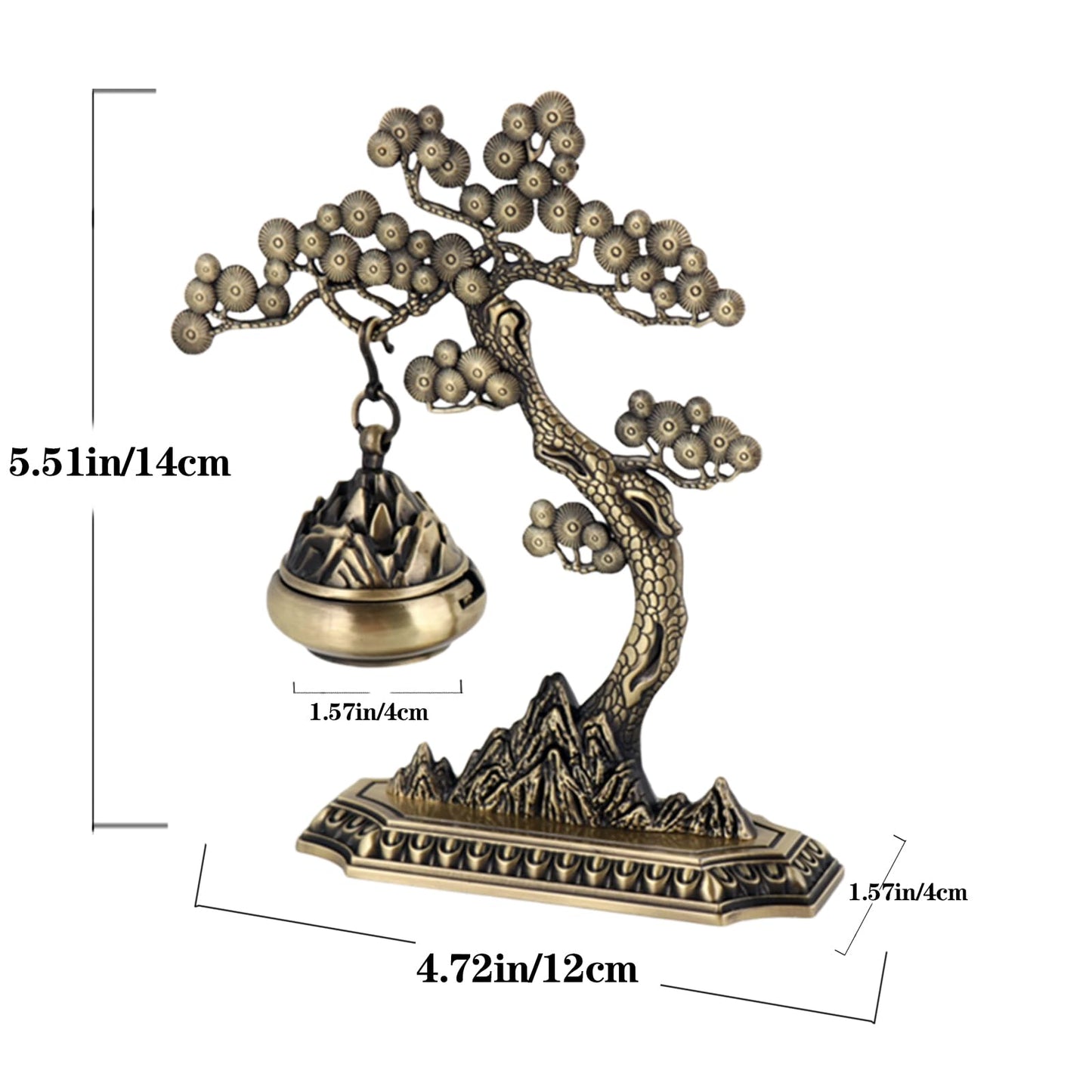 Zen Forest Hanging Incense Holder Burner with Detachable Ash Collector - Brass Dual-Fuel Altar for Meditation Yoga, Portable Spiritual Studio Decor, Zen Space Essentials