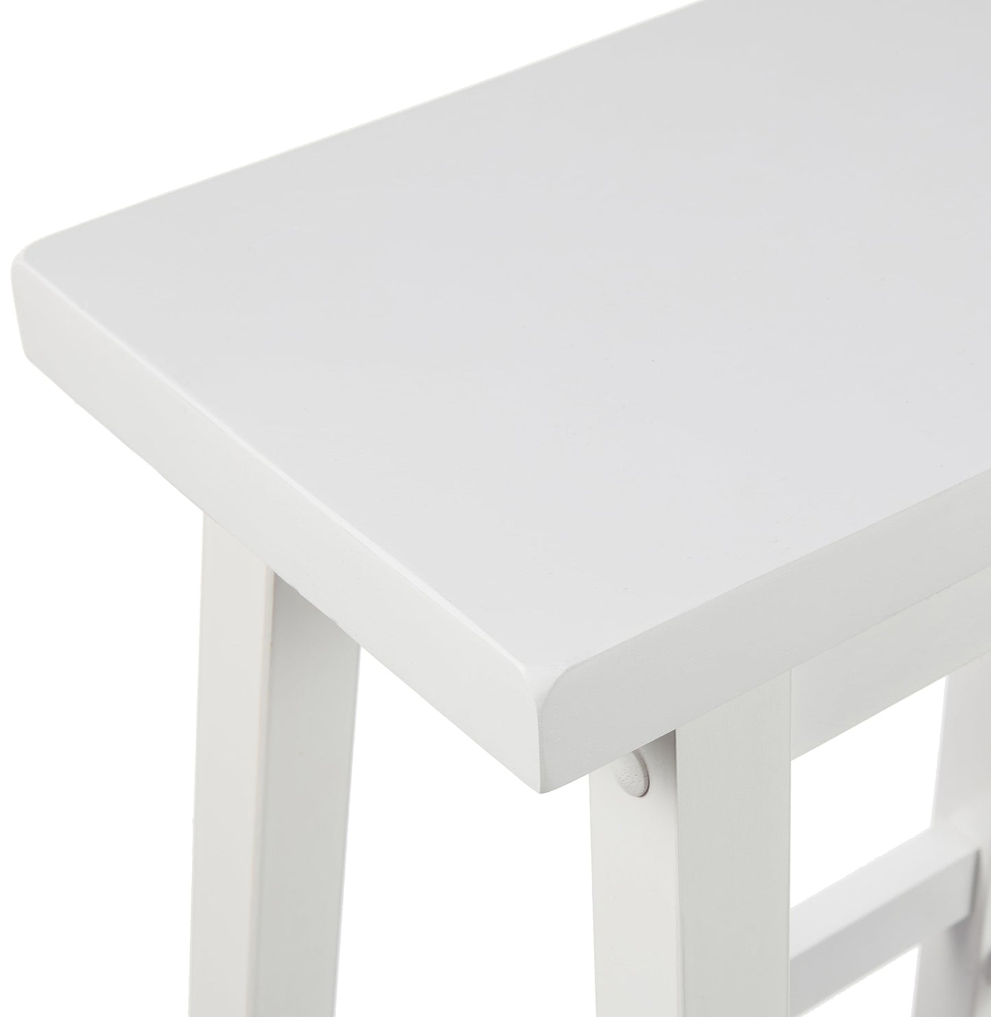 Amazon Basics Solid Wood Saddle-Seat Counter Height Bar Stools for Kitchen Island and Home Bar with Footrest, 29-Inch Height, White, Set of 2