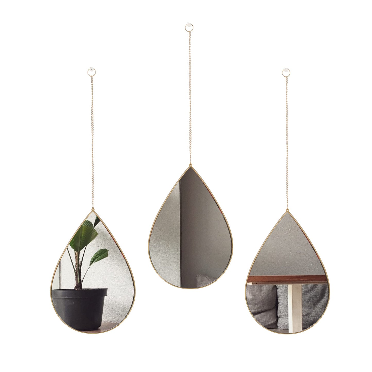 DECANIT Decorative Wall Mirrors Set of 3,Gold Accent Hanging Mirrors for Living Room, Bedroom & Entryway – Modern Farmhouse & Boho Home Decor