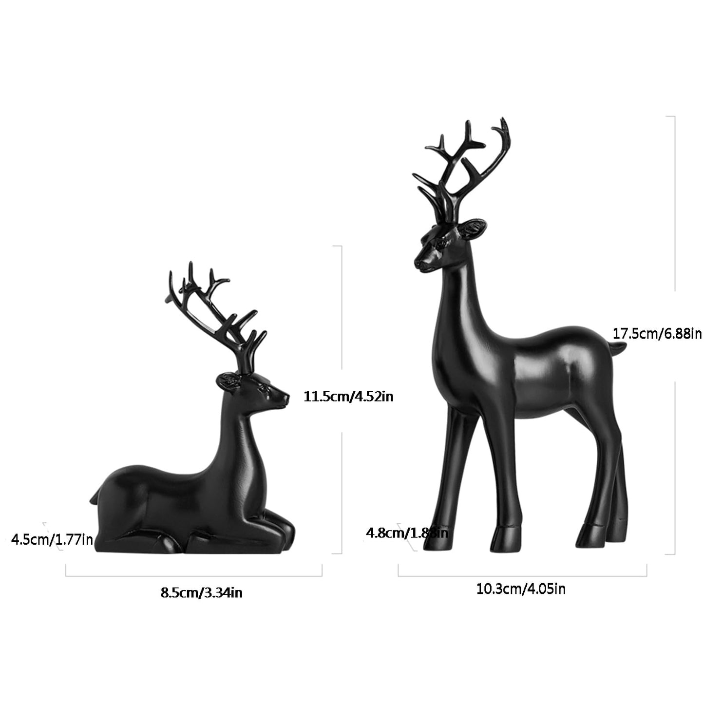 2PCS Christmas Training Deer Modern Elk Sculpture Exquisite Warm Home Decoration Deer Image Christmas Ornaments Country Style Halloween Christmas New Year Gift (Black)