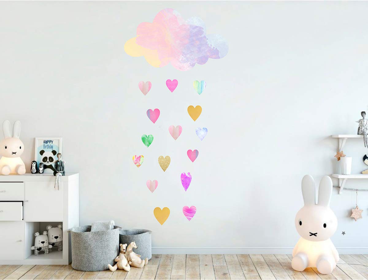 Cloud Wall Decals Heart Wall Decals Removable Peel and Stick Nursery Decal Baby Kids Room Decor
