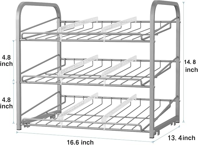 Can Rack Organizer, 3 Tier Stackable Can Storage Dispenser,for Food Storage, Kitchen Cabinets or Pantry, Storage for 36 Cans, Silver