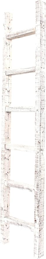 BARNWOODUSA Rustic Decorative Ladder - 100% Upcycled Wood (72" x 12" x 1.5", White Wash)