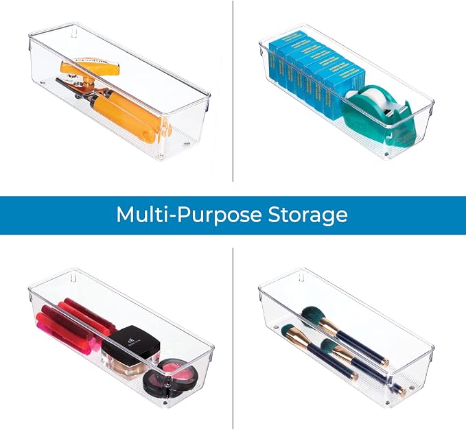 iDesign - 52930 EMW6134167, Medium, Clear | Plastic Storage, For Kitchen, Bathroom, and Desk Drawers