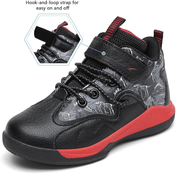 GEERX Dino Kids Boys Basketball Shoes Non Slip High Top Ankle Protection Sport Athletic Boy Sneakers
