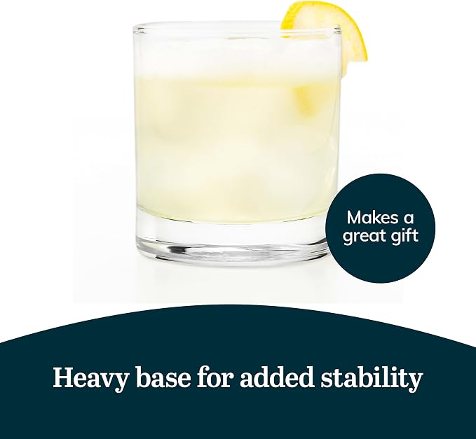 Libbey 916CD Heavy Base Rocks Glasses Set, Simple Glassware Drinking Glasses Set of 24, Stylish, Dishwasher Safe Glasses for Cocktail Parties And More