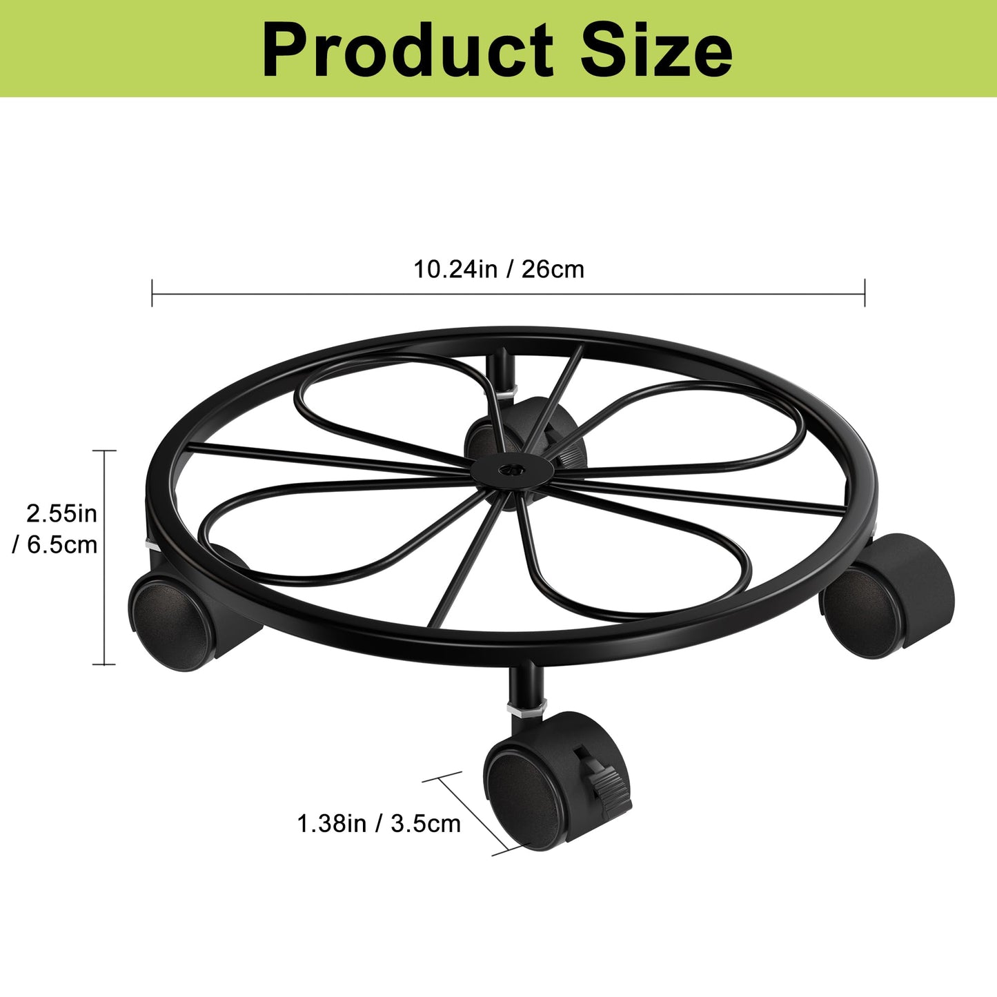Chinpakden 1 Pack Rolling Plant Stands with Wheels - 10.24" Plant Caddy, 360 °Rotatable and Lockable Plant Rollers, 80LB Weight Capacity, Plant Dolly for Moving Plant Wine Barrels Heavy Objects.