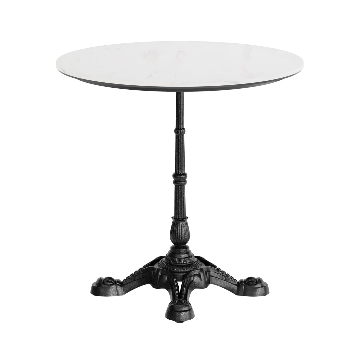 Flash Furniture Acadia 31.25" Round Indoor Outdoor White Faux Marble Tabletop with Black Bistro Base, Scratch, Heat & UV Resistant, Seamless TopGuard Top and Edge