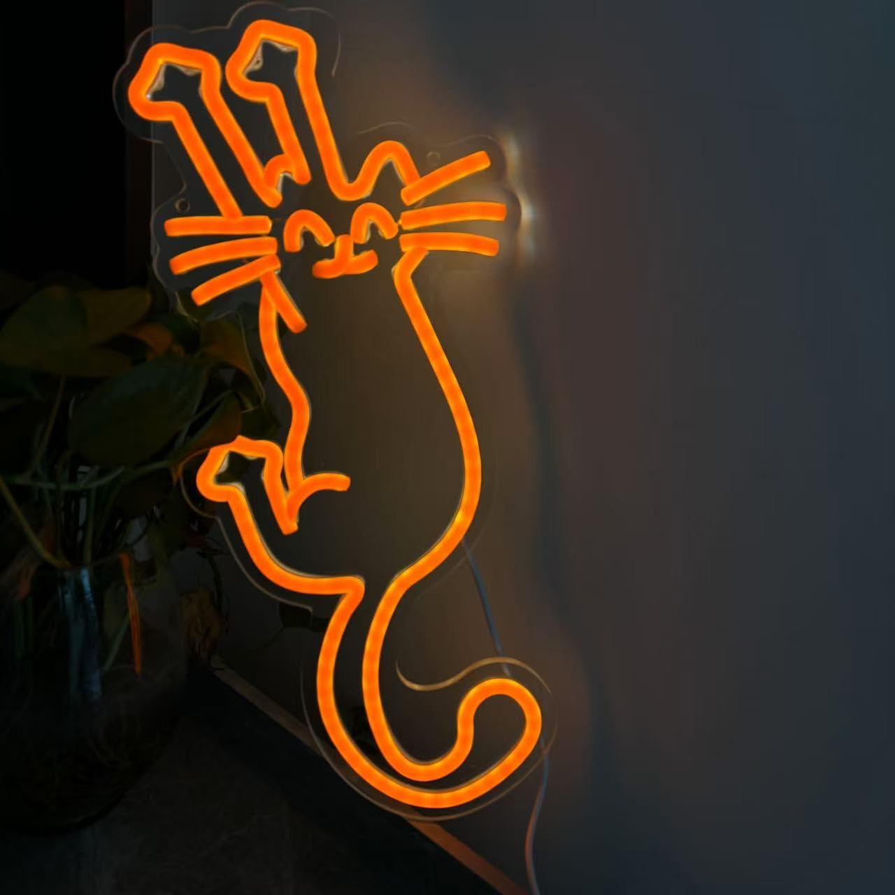 Paw Up Cat Neon Sign Animal USB Operated Decorative LED Cute Kitten LED Neon Custom Neon Sign Cat Lovers Gift Cat holding Sign