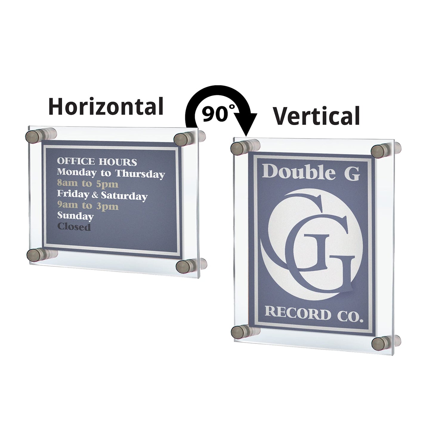 Azar Displays 105536-2PK Floating Acrylic Wall Frame with Silver Hardware Stand Off Caps, Clear Hanging Photo Frame Display Mount with Frameless Border, for Large Prints, 24" x 36", (Pack of 2)