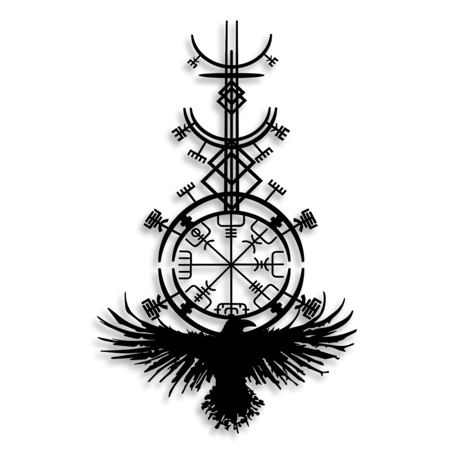 LIYOUYA Gothic Raven Viking Metal Wall Decor - Nordic Style Room Decor Black Wall Art Home Decor for Living Room, Bedroom, Dining Room (Black)