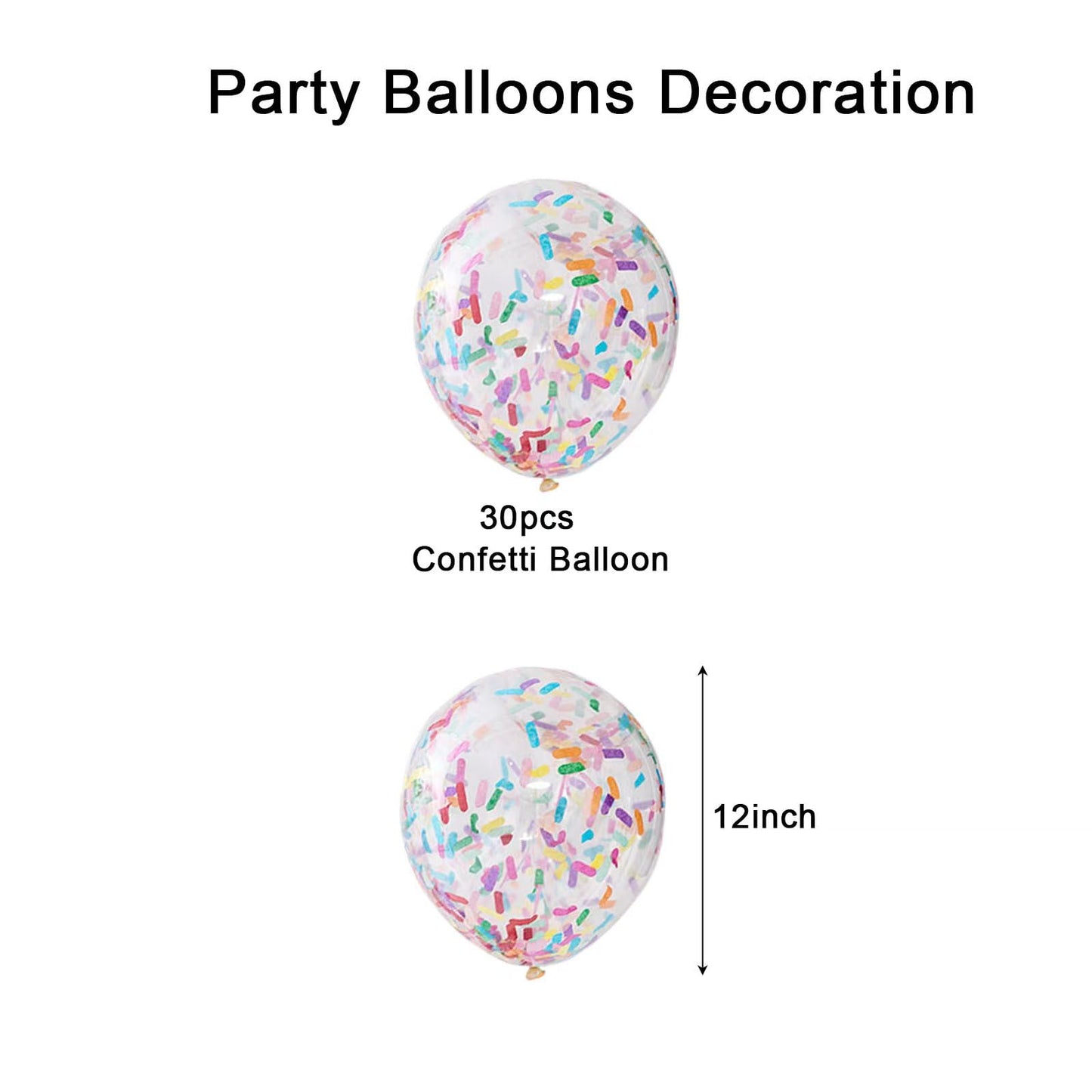 30PCS Party Balloon Birthday Balloons Sprinkles Confetti Balloon Pack - Ice Cream Sprinkle Balloons with Bright Confetti Party Decoration, Wedding, Bridal, Proposal