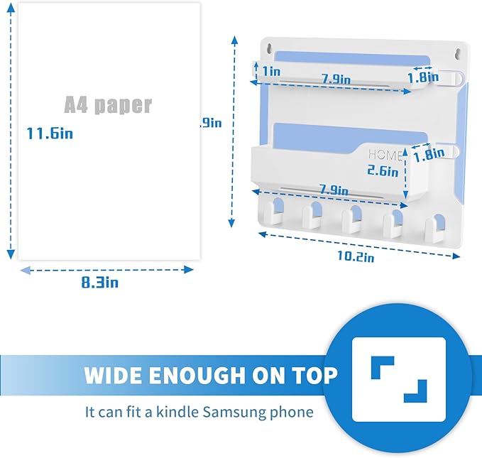 YONGAIJIA Bedside Wall Mount Shelf, Adhesive Bedside Organizer for Remote、Phone、Glasses. Bedside Accessories Storage Suitable for College Dorm 、bunk Bed 、 Bedroom、Rv（White）