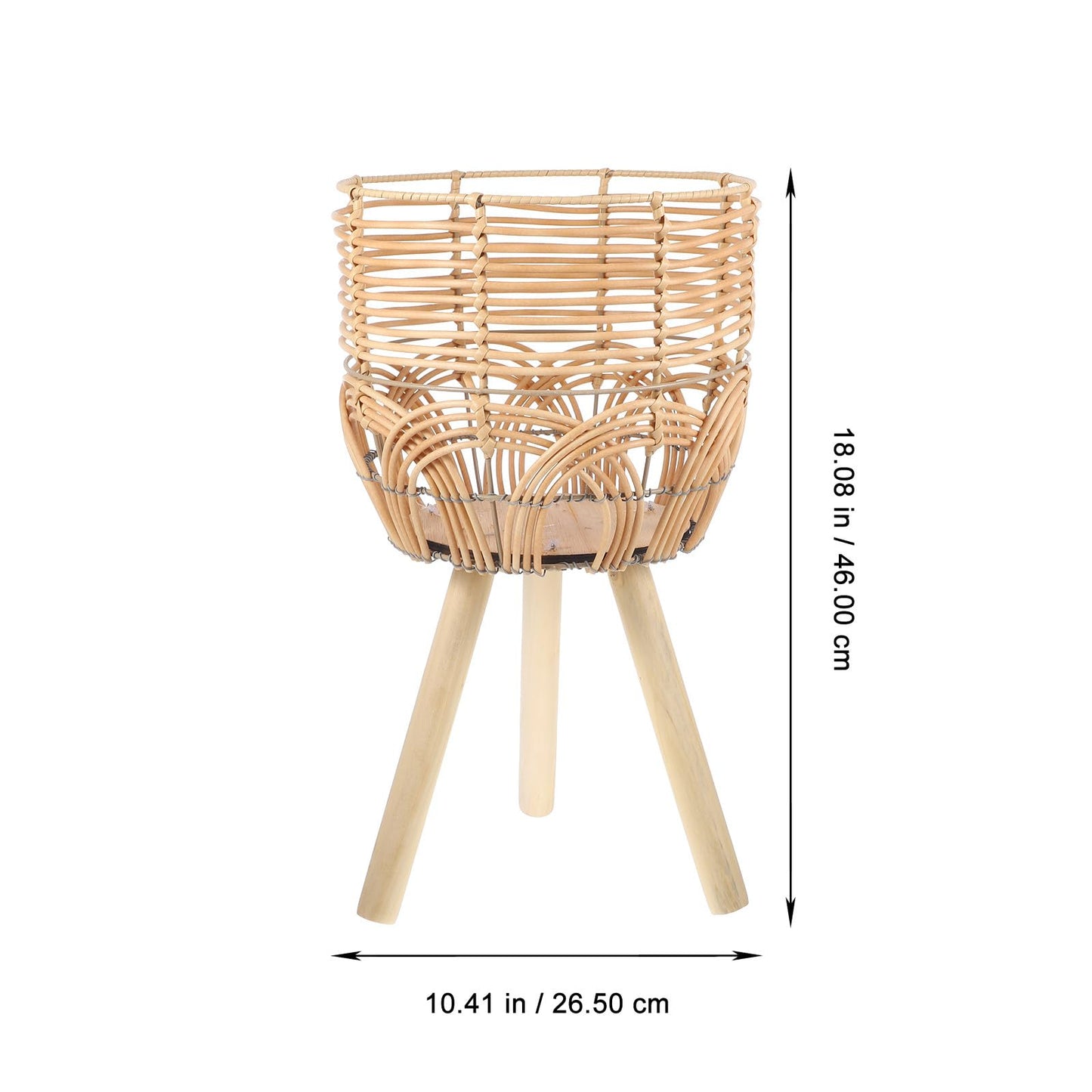 BESTonZON Woven Plant Stand with Flower Basket Indoor Outdoor Plant Pot Rack for Living Room Balcony Medium Size Natural Fiber Holder