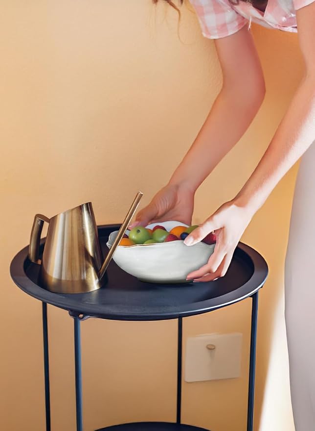 Serene Spaces Living Medium Free-Form Edge Glazed Ceramic Bowl – Stylish Fruit Bowl, Dinnerware, and Decorative Centerpiece for Vintage Weddings and Events, 10.5" Long, 8.5" Wide and 3.5" Tall