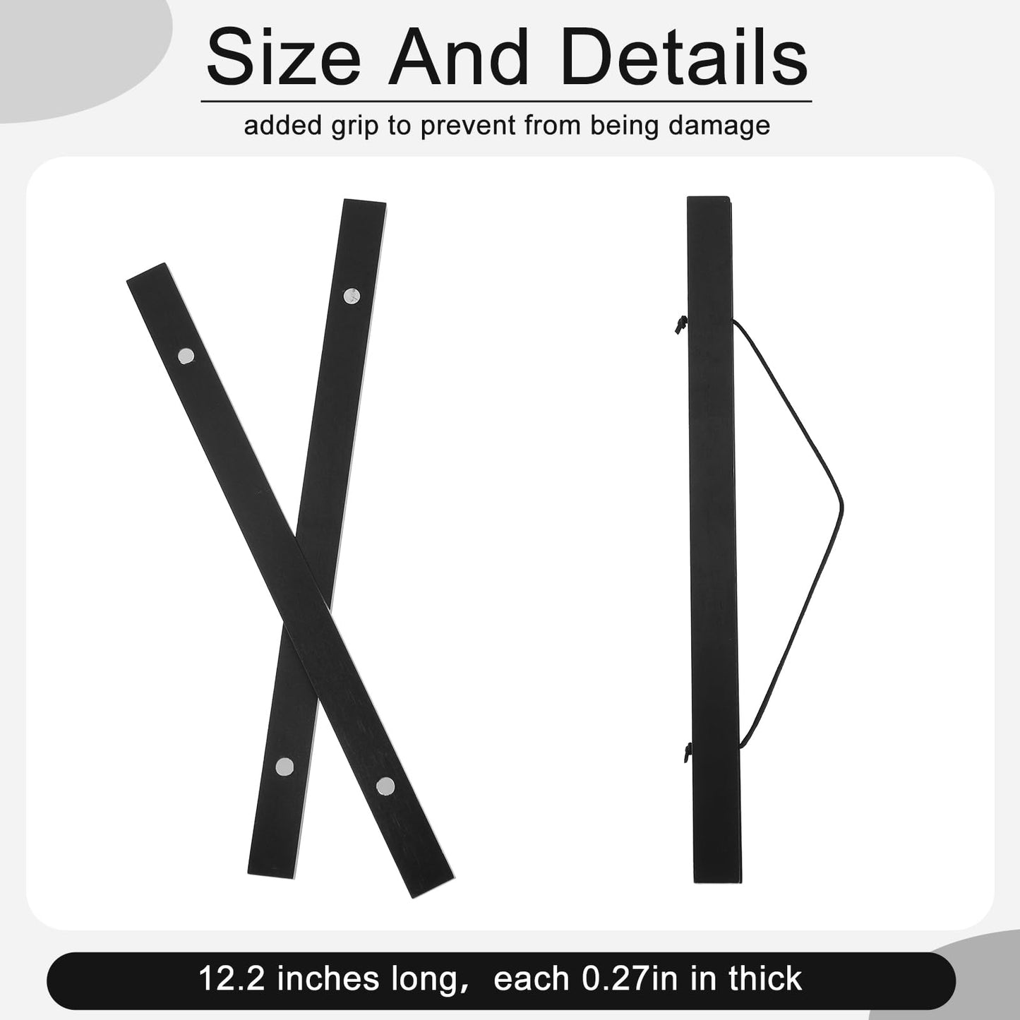 Thyle 10 Pack Magnet Poster Hanger Frame 12x16 12x18 12x24 Light Pine Wood Magnetic Rails Hanging Frame with Rope Magnet Poster Hanger for Photo Picture Print Map (Black,12 Inch)
