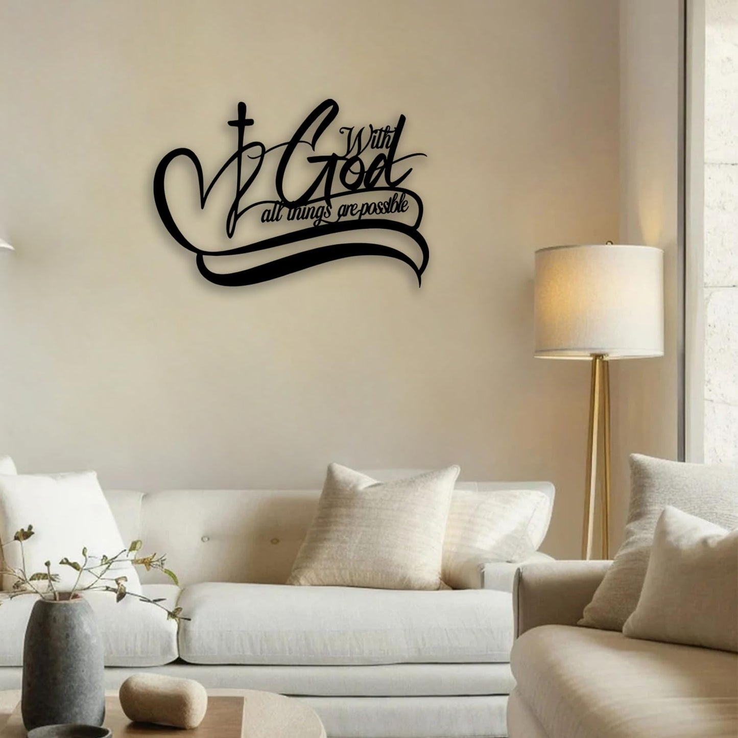 OPTYBVFD Cross Metal Wall Decor - Inspirational Room Decor Christian Wall Art Motivational Scripture Home Decor for Living Room, Bedroom, Dining Room, Bathroom, Office (Black)